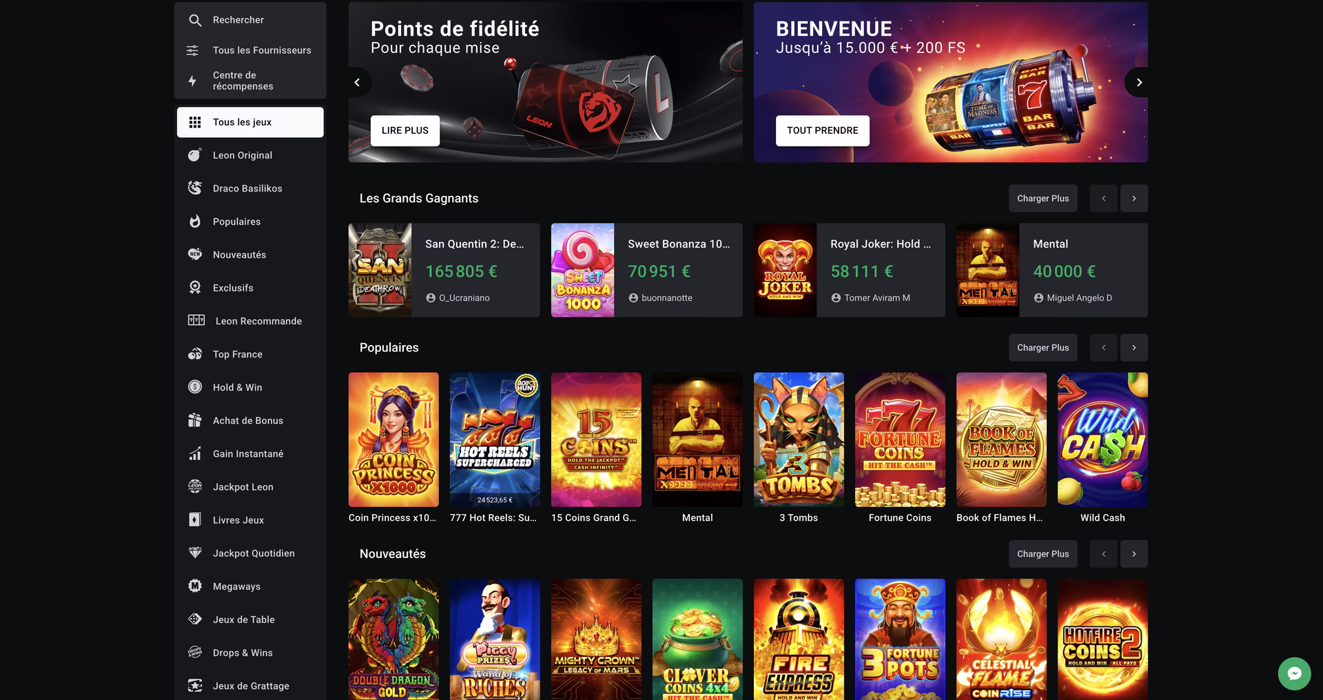 Leon Casino - Jeux d'argent en ligne